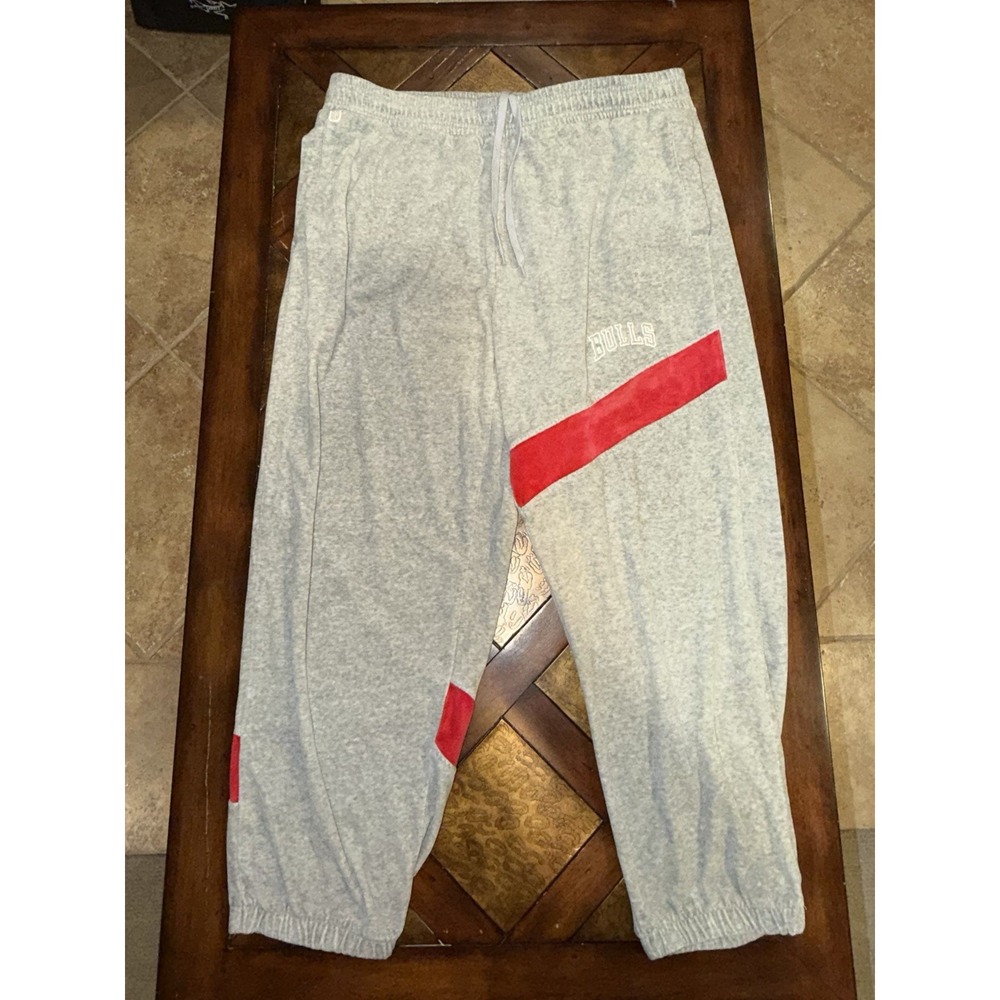 CHICAGO BULLS VINTAGE 90'S OFFICIAL NBA SWEATPANTS GREY RED SOFT RARE 2XL‎